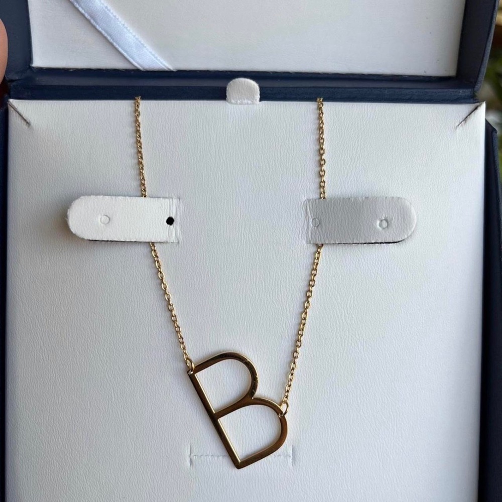 Yellow Gold “B” Necklace